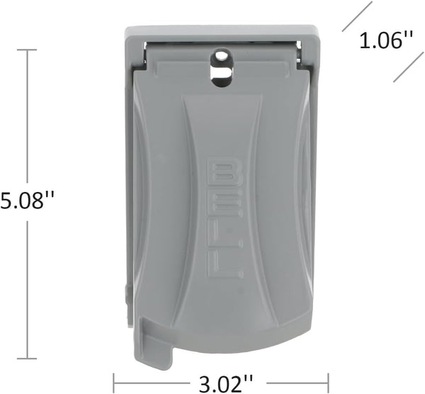 Hubbell Bell MX1050S Single-Gang Weatherproof Heavy Duty Universal Flip Cover, 2.87"W X 4.84"H, Gray Finish