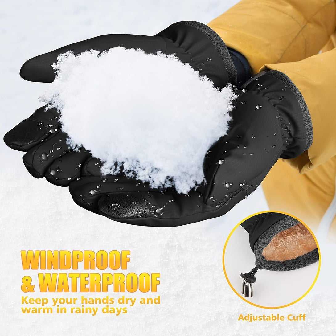 Ihuan Winter Waterproof Ski Gloves Men Women, Snow Warm Cycling Cold Weather, Driving Biking Running