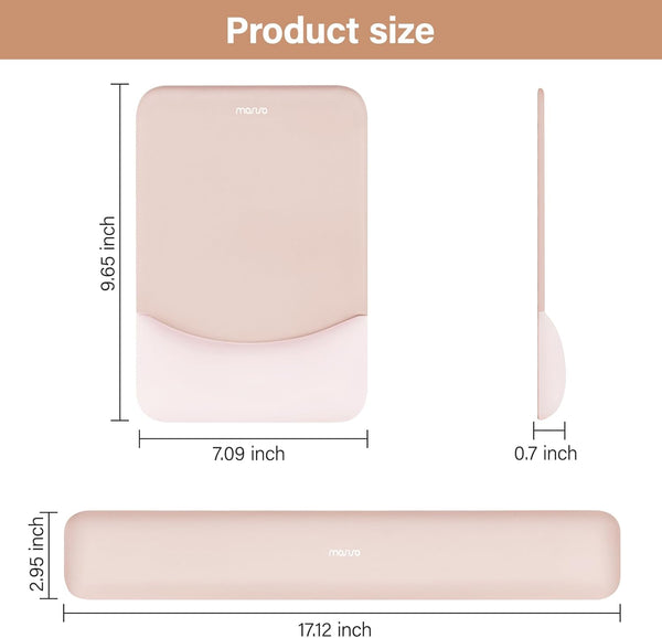 MOSISO Wrist Rest Support for Mouse Pad&Keyboard Set, Rectangular Ergonomic Mousepad Non-Slip Base Home/Office Pain Relief&Easy Typing Pad with