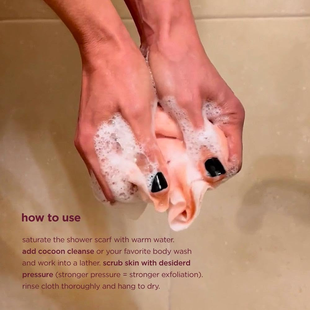 HANNI Extra-Long Shower Scarf, Japanese-Inspired Exfoliating Body Scrubber, Loofah-Like Wash Cloth for Dead Skin Removal