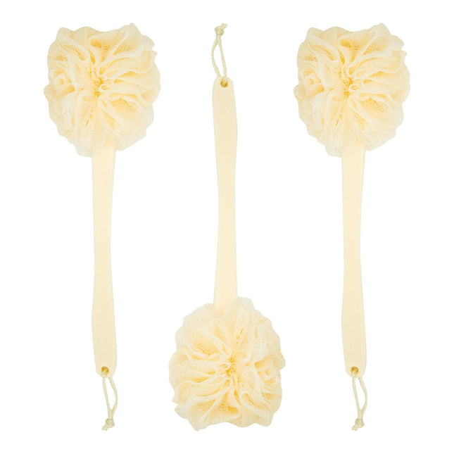 3 Pack Long Handled Loofah Back Scrubber, Exfoliating Body Sponge for Shower, Bath (18 In)