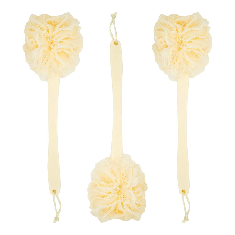 3 Pack Long Handled Loofah Back Scrubber, Exfoliating Body Sponge for Shower, Bath (18 In)