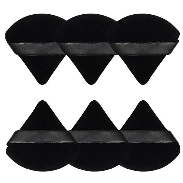 Pimoys 6 Pcs Powder Puff Face Soft Triangle Makeup Puff Velour Makeup Sponge Beauty Blender Mother'S Day Gifts for Loose Powder (Black)