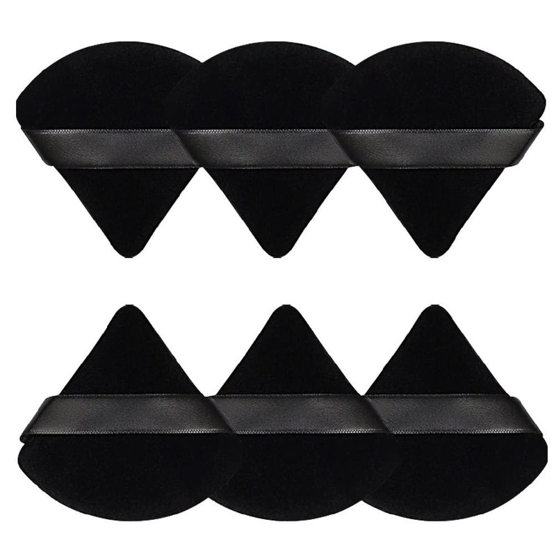 Pimoys 6 Pcs Powder Puff Face Soft Triangle Makeup Puff Velour Makeup Sponge Beauty Blender Mother'S Day Gifts for Loose Powder (Black)