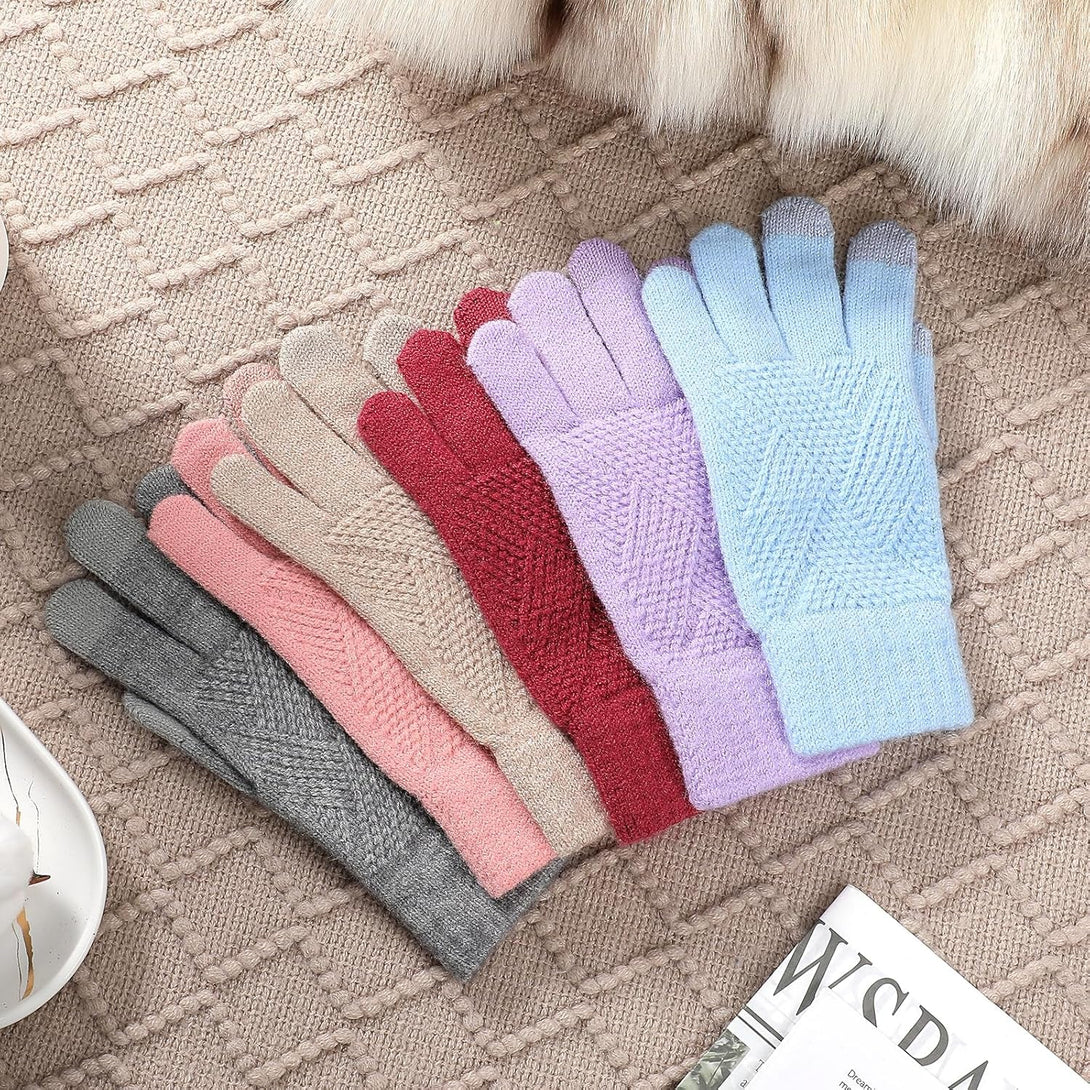 Tavaleu Women'S Winter Gloves - Warm Touch Screen Fleece Lined, Elastic Cuff Knit Gloves for Cold Weather