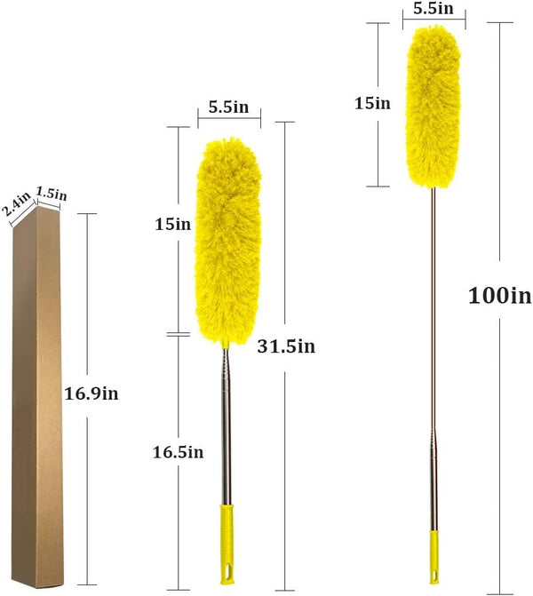 DELUX Microfiber Feather Duster Extendable Cobweb Duster with 100 inches Extra Long Pole, Bendable Head & Scratch-Resistant Hat for Cleaning