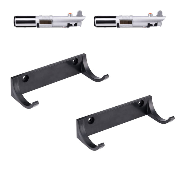Lightsaber Hilt Wall Mount Holder Light Saber Hilt Display Rack Hook Stand, Compatible for Any Lightsaber Hilt, Black Pack of 2