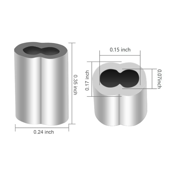 200 Pcs Aluminum Crimping Loop Sleeve 1/16", Cable Ferrule Wire Rope Sleeves Loop Sleeve (200 Pcs)