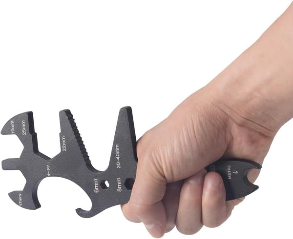 Multifunction Combination Wrench, Steel Black Maintenance Tools with Open Gearwrench and Bucket Opener, 6,8,10,12,17,19,22-40Mm Wrench for Nut