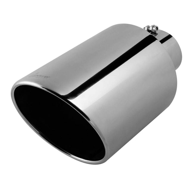 Upower 4" to 10" Exhaust Tip Mirror Polished 4 Inch Inlet 10 Inch Outlet Exhaust Tailpipe 18" Length Bolt-On 45 Degree A