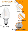 NETEHA 6 Pack C7 Clear Led Replacement Christmas Light Bulb, C7 E12 Base 120V Waterproof Led Bulbs for Christmas Outdoor String Lights, Halloween