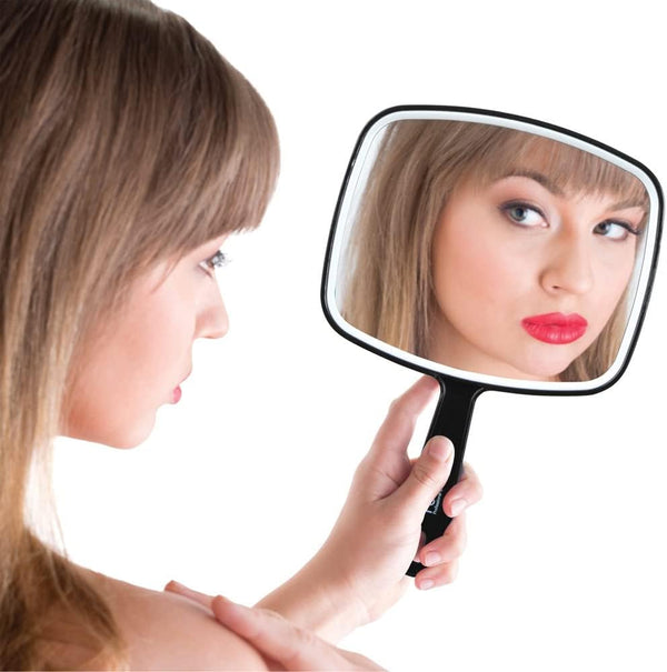 Forpro Professional Collection Premium Hand Mirror with Handle, 6.3" W X 9.6" L, Multi-Purpose Handheld Mirror with Distortion-Free Reflection, Black