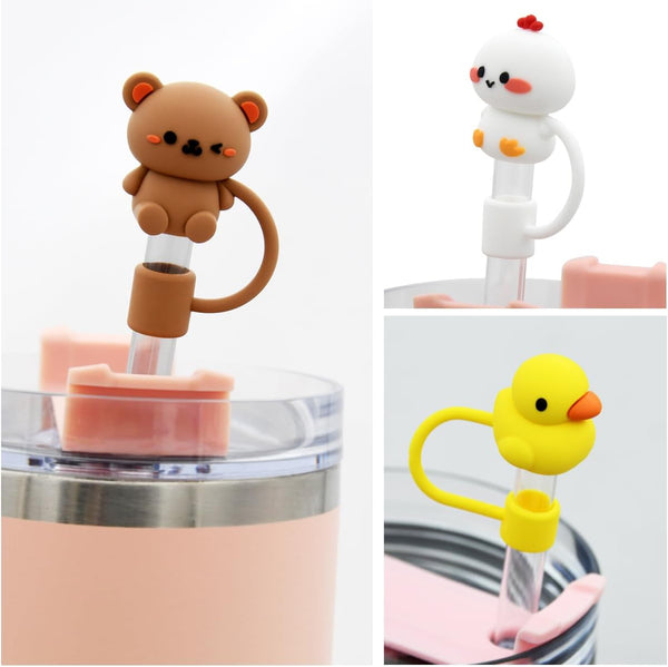 Straw Cover Cap for Stanley Cup,Silicone Straw Topper Compatible with 30&40 Oz Tumbler with Handle,10Mm 0.4In Dust-Proof Reusable Straw Tips Lids