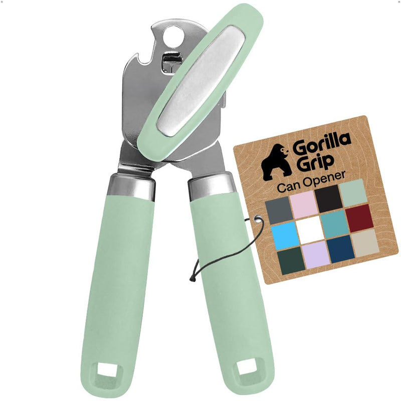 The Original GORILLA GRIP Heavy Duty Stainless Steel Smooth Edge Manual Can Opener and Bottle Openers, Soft Ergonomic Handle, Oversized Handheld