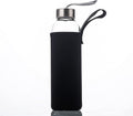 Suresave Glass Water Bottles with Stainless Steel Lids and Sleeves | 18 Oz Reusable Glass Bottles with Carrying Loop for Eco-Friendly Travel