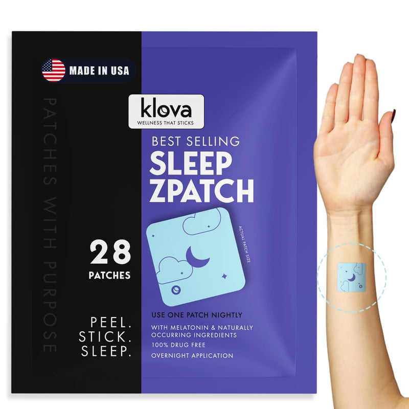 Klova Sleep Support Patches with Ashwagandha, L-Theanine, Hops, Melatonin, Valerian, GABA and Other Natural Ingredients: for Falling Asleep