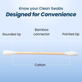 Clean Skin Club Clean Swabs | 500CT | One Pointed Tip | Biodegradable + Organic Cotton & Bamboo | Makeup & Nail Polish Touch-Ups | Chlorine-Free &