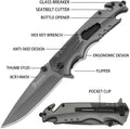 Nedfoss FA48 Pocket Knife for Men with Bottle Opener, Glass Breaker, Seatbelt Cutter and Wrench, 5-In-1 Multitool Folding/Survival Knife for