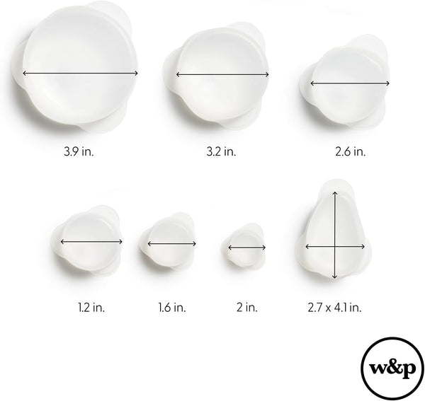 W&P Reusable Produce Savers, Set of 7, Covers Fruits & Vegetables to Keep Fresh, Dishwasher Safe, Avocado & Onion Saver