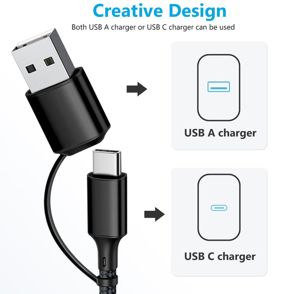 Puxnoin Multi Charging Cable 5 in 1, 2Pack 4FT USB C Multi Charger Cable Universal Multiple Charging Cord with USB C/Micro USB Connectors for Most