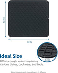 AMOAMI Dish Drying Mats for Kitchen Counter - Silicone Dish Drying Mat - Heat Resistant Mat - Black (16" X 18)