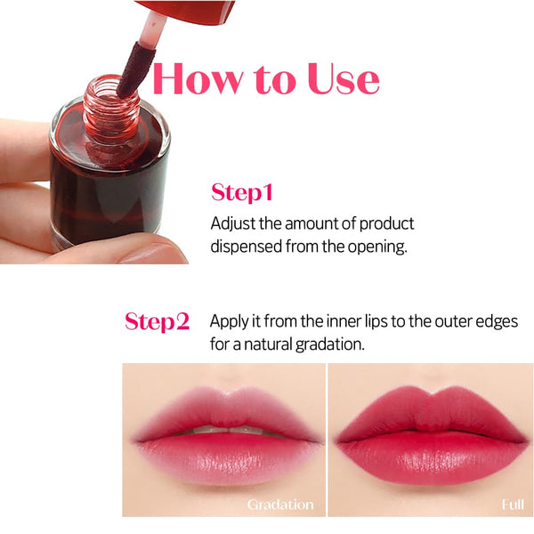 ETUDE Dear Darling Water Tint - Cherry Ade (9G) | Vivid Color Lip Stain with Moisturizing Weightless & Non-Sticky Finish Lip Stain | Smudge-Proof