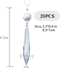 20Pcs Chandelier Icicle Crystal Prisms with Bead Crystals Lighting Lamp Replacement Parts (63Mm, Clear)