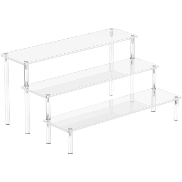 Acrylic Display Risers, 3 Tier Perfume Organizer Stand, Clear Cupcake Stand Holder, Large Shelf Risers for Figures, Dessert Shelves for Party,