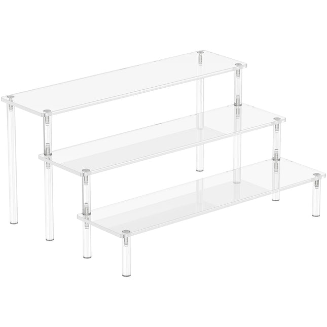 Acrylic Display Risers, 3 Tier Perfume Organizer Stand, Clear Cupcake Stand Holder, Large Shelf Risers for Figures, Dess