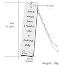Metal Bookmark Gift, 'I Don'T Watch Porn. I Read It like a Fucking Lady' Stainless Steel Leaf Pendant Book Mark with Box for Women, Men, Friends,