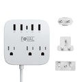 European Travel Plug Adapter, FOVAL EU UK US Power Strip with USB C and 4 USB Ports, 3 AC Outlets, Wall Mountable, 5Ft Extension Cord, Compact for