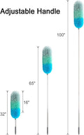 BOOMJOY Microfiber Feather Duster with 100 inches Extension Pole, Dusters for Cleaning High Ceiling, Fan, Blinds, Furniture Green