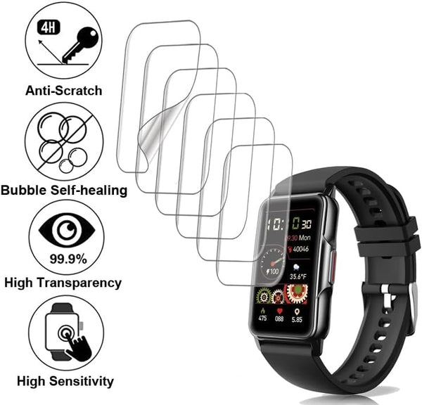 Screen Protector Compatible with Bestinn 1.47" and Mindrose H80 1.47â Smartwatch, Soft TPU, 6 Pieces, Bubble Self-Healing