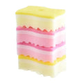 Yellow Pink Colors Multi-Functional Sponges Non-Scratch Scrub Sponges Household Kitchen Cleaning Sponges Durable Scouring Pads,Pack of 4