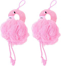 Mesh Bath Ball Sponges, 2Pcs Flamingo Bath Loofah Sponge Body Shower Scrubber Exfoliating Mesh Pouf Shower Ball Bath Sponges Loofah Towels for
