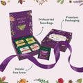 VAHDAM, Assorted Tea Gift Set | Classic Box - 24 Unique Flavor in Individually Wrapped Pyramid Tea Bags | Ideas for Tea Lovers | Gifts for Women & Men