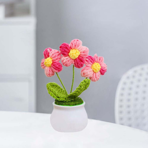 Cute Crochet Flowers for Mom,Handmade Knitted DIY Décor for Car Office Desk & Home Décor,Valentines Birthday Gifts for Women and Coworkers,