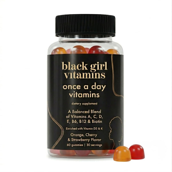Black Girl Vitamins Once a Day - Womens Multivitamin Gummy - Vitamin A, B, C, E and Zinc. Multivitamin for Women, Immune Support. Vegan,