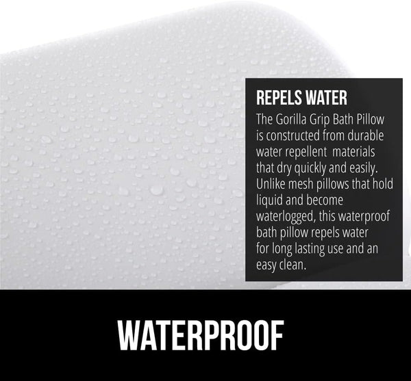 GORILLA GRIP Bath Pillow for Tub, Improved Suction Cups, Luxury Bathtub Pillows, Headrest for Neck and Back Support, Relaxing Home Spa, Hot Tubs
