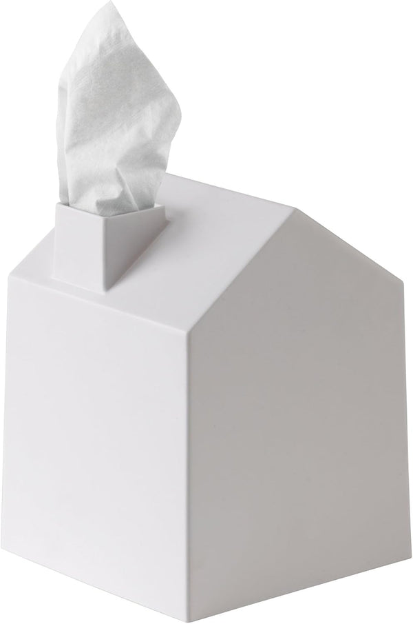 Umbra Casa Tissue Box Cover - Adorable House Shaped Square Tissue Box Holder for Bathroom, Bedroom or Office, White