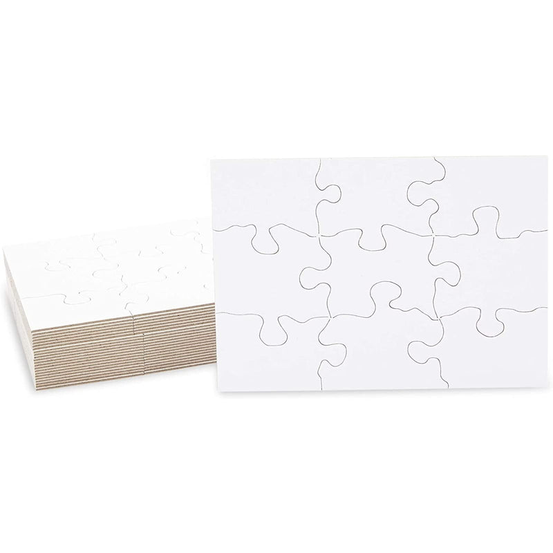 Bright Creations 24 Sheets Blank Puzzles to Draw on Bulk, 5.5 X 4 Inch Jigsaw Puzzle Pieces for DIY, Arts and Crafts Projects