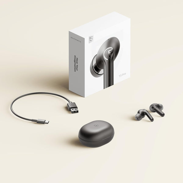 Soundpeats T3 Pro Wireless Earbuds, 12Mm Drivers Bass Stereo in Ear Headphones, Bluetooth 5.4, 28Hrs Playtime, Call Noise Cancellation, IPX4