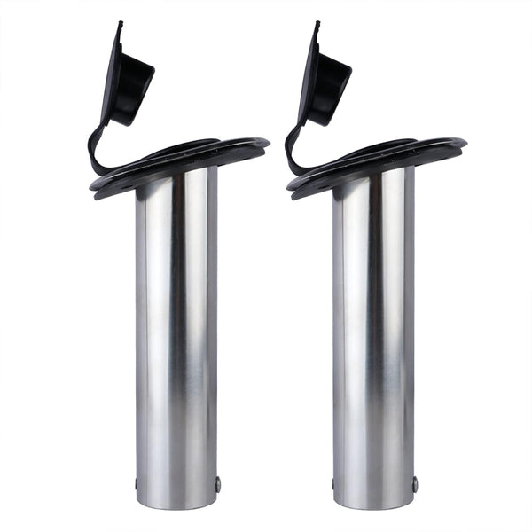 Hoffen 2Pcs Boat Stainless Steel Fishing Rod Holder Flush Mount 15/30/90 Degree with PVC Cap,Inner Tube and Gasket