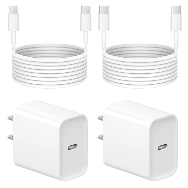 Iphone 16 15 Charger Fast Charging - 2 Pack 20W USB C Wall Charger Block with 6Ft Type C Cable Compatible with Iphone 16/16 Pro/16 Pro Max/16E,