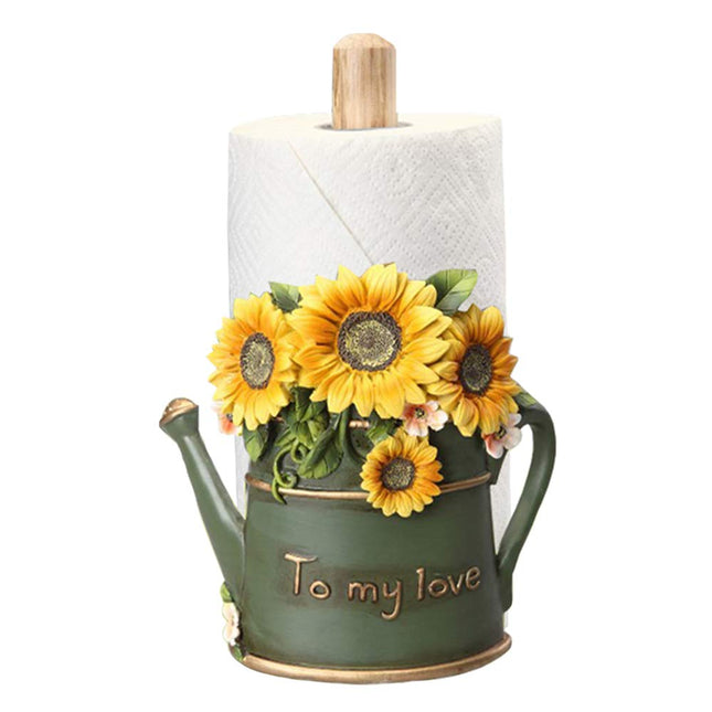 Paper Towel Holder with Sunflower Flower Decor, Resin Crafts Display for Kitchen Cafe Western Restaurant Cake Shop Desse