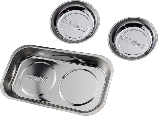 VCT 3Pc Magnetic Tray Holder Stainless Steel for Socket Screw Nuts Bolts Metal Parts