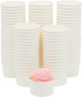 Juvale 100 Pack Disposable Paper Ice Cream Cups, Dessert Bowls for Sundae Bar, Frozen Yogurt (White, 8 Oz) - Ice Cream Sundae Bar Supplies