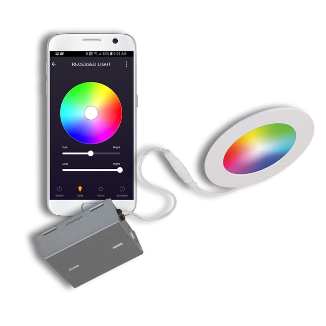 BAZZ Smart Home 4-in Wi-Fi RGB Tunable Slim Disk LED Recessed Fixture Kit-White 1 Count (Pack of 1)