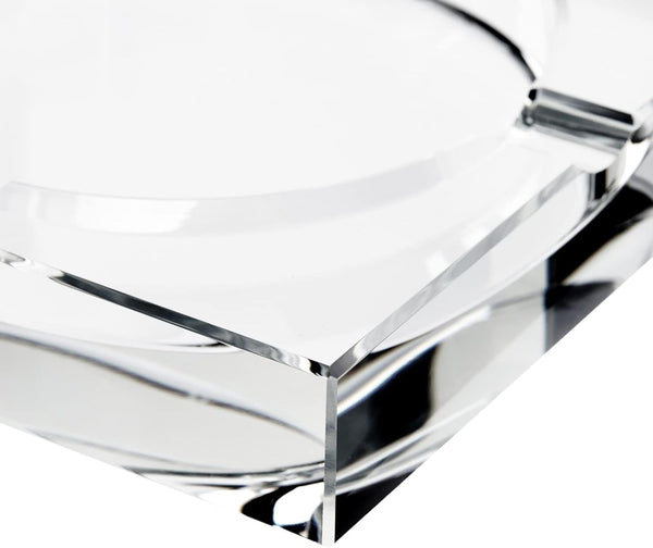 Juvale Glass Crystal Ashtray with Cut and 4 Slots for Cigars, Luxury Square Cigarette Holder for Men, Home, Office, Desk, Tabletop Decoration,