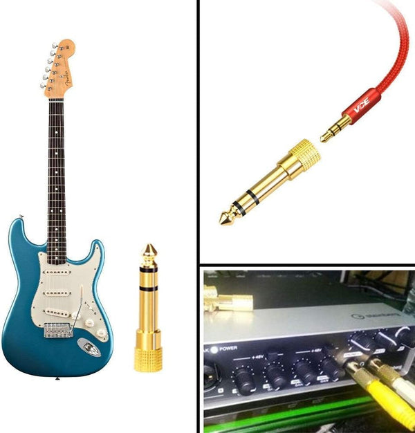VCE 6.35Mm (1/4 Inch) Male to 3.5Mm (1/8 Inch) Female Stereo Audio Jack Adapter for Aux Cable, Guitar Amplifier, Headphone, 2 Pack